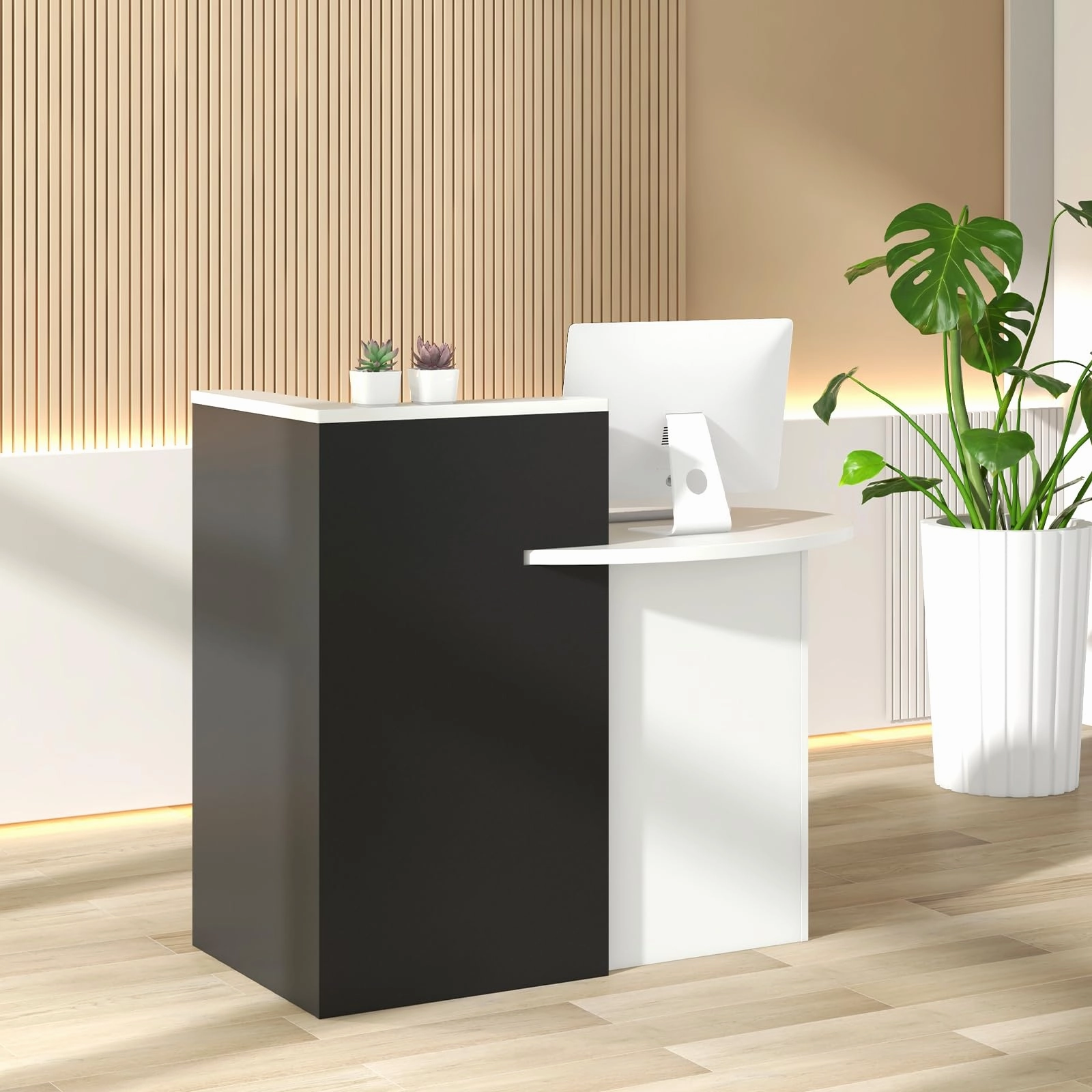 Giantex Front Counter Desk with Lockable Drawer