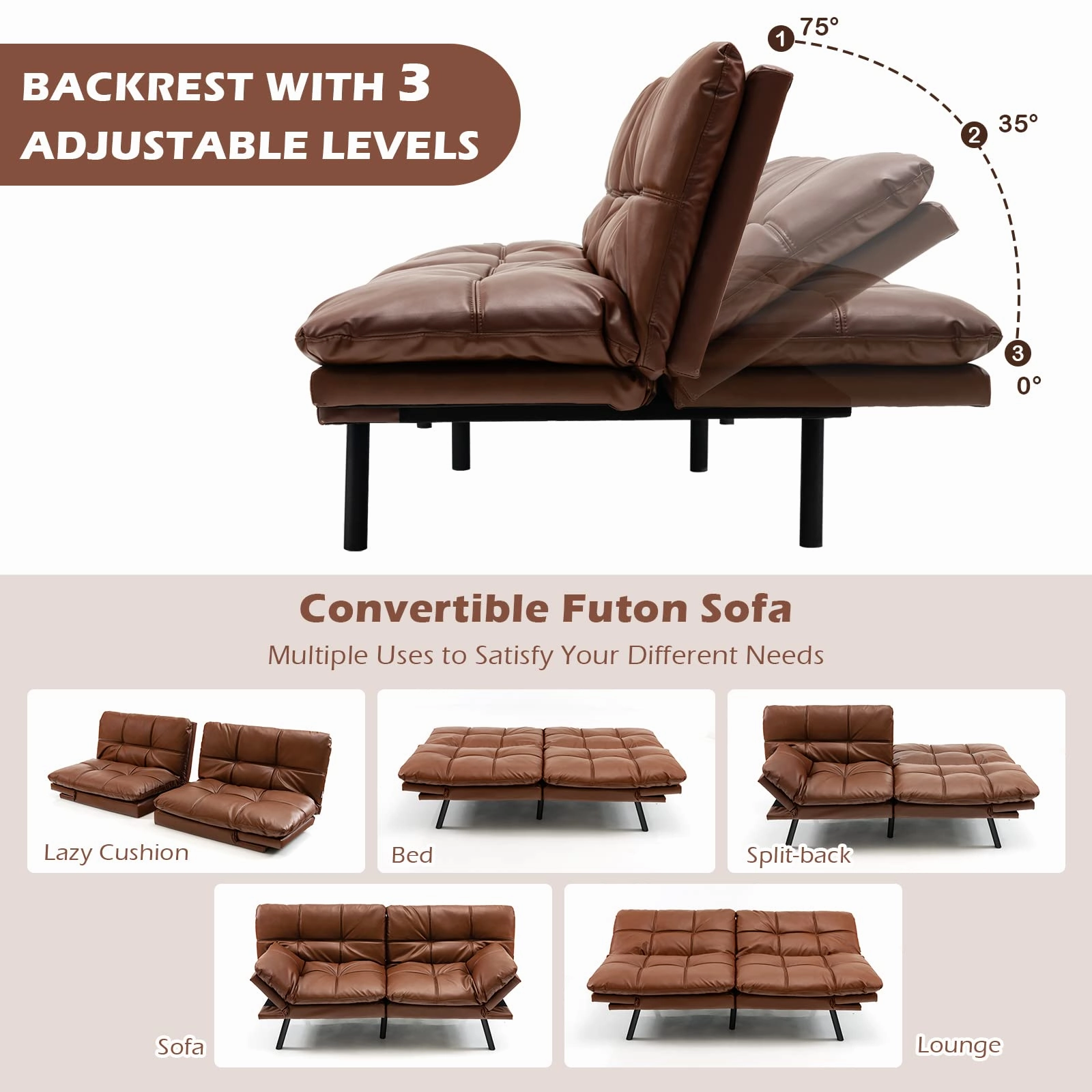 Giantex Futon Sofa Bed, Convertible Memory Foam Futon Couch Sleeper