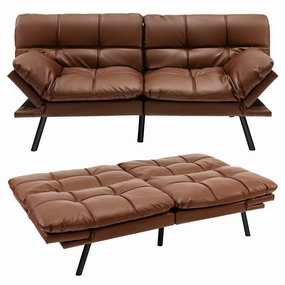 Giantex Futon Sofa Bed, Convertible Memory Foam Futon Couch Sleeper storage ottoman, pouf