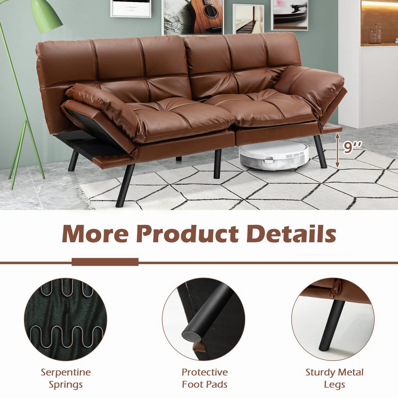 Giantex Futon Sofa Bed, Convertible Memory Foam Futon Couch Sleeper