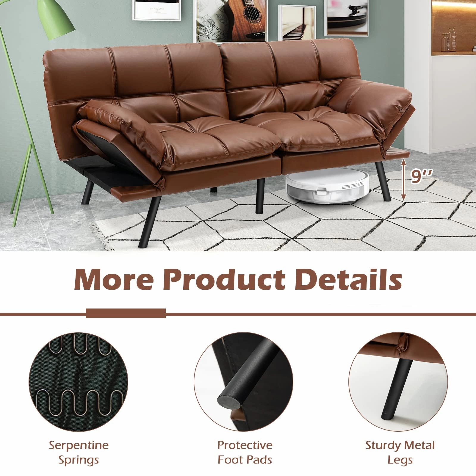 Giantex Futon Sofa Bed, Convertible Memory Foam Futon Couch Sleeper