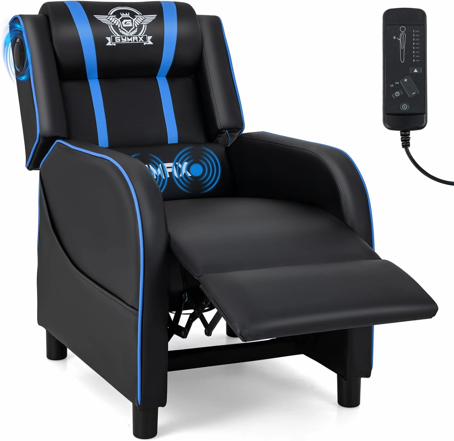 Giantex Gaming Massage Recliner Chair - Racing Style Gaming Sofa Chair with Reclining Backrest, Massage Lumbar Pillow wine glasses, drinking glass
