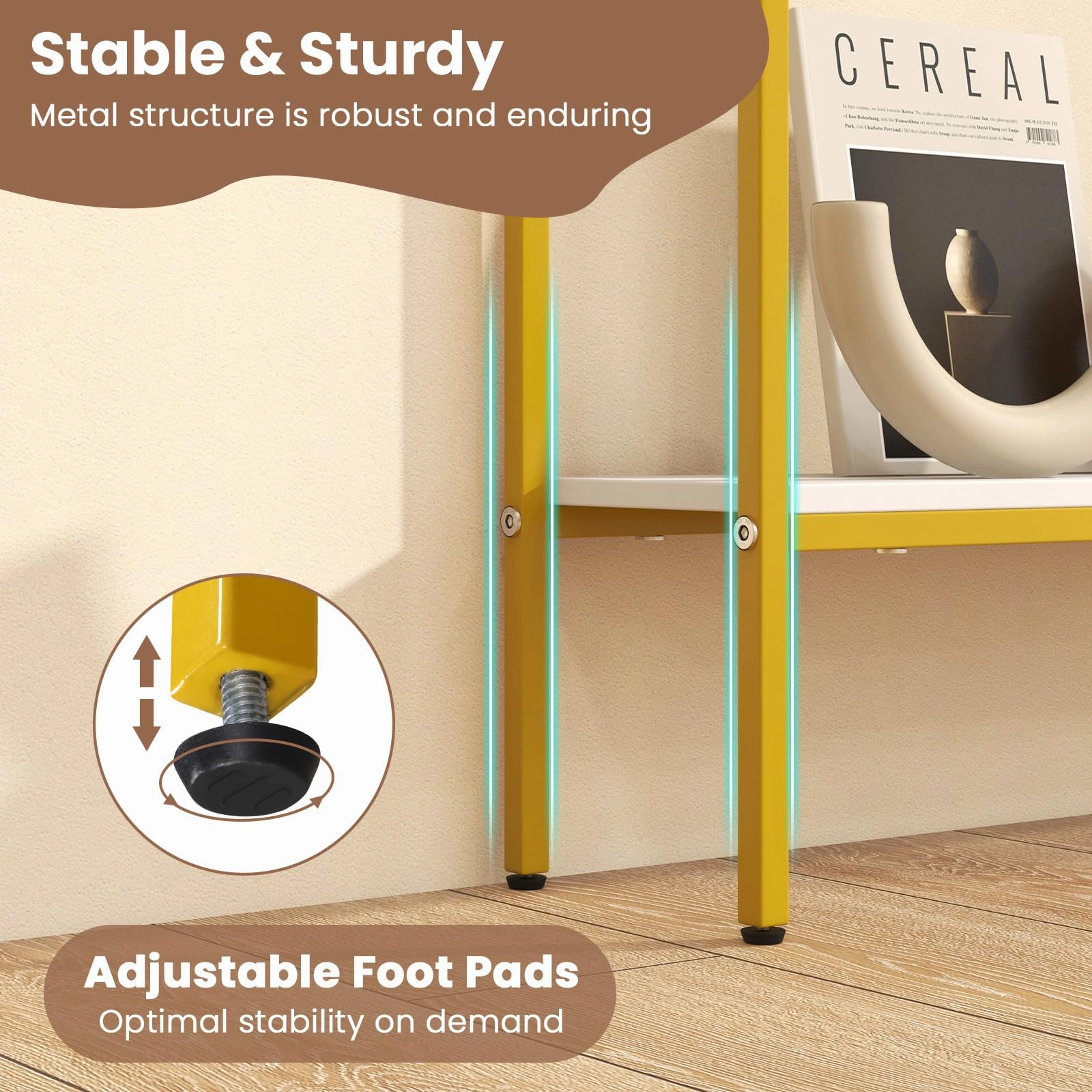 Giantex Gold Console Table with Shelf, 44" Narrow Entryway Table w/Dual Anti-Tipping Kits & Golden Metal Frame