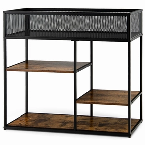 Giantex Hallway Table for Entryway - 4-Tier Console Table for Entryway with Wire Basket cowhide rug, animal hide rug