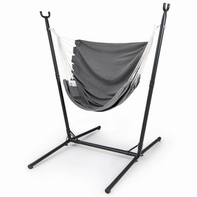 Giantex Hammock Chair with H-Shaped Stand - Heavy Duty Swing Chair with 6-Position Adjustable Height and Side Pocket sectional sofa, corner couch