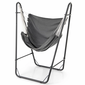 Giantex Hammock Chair with Stand - Swing Chair with Heavy Duty Metal Frame, Storage Side Pocket, Grey sectional sofa, corner couch
