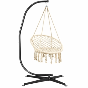 Giantex Hammock Chair with Stand, Solid Steel Heavy Duty C Stand with Macrame Hanging Chair sectional sofa, corner couch