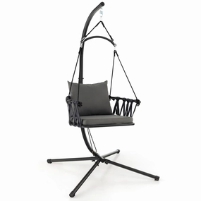 Giantex Hanging Swing Chair W/Stand, Cozy Seat & Back Cushions sectional sofa, corner couch