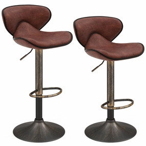 Giantex Height Adjustable Bar Stools, Upholstered Swivel Barstools w/Back sectional sofa, corner couch