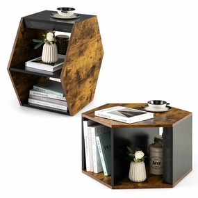 Giantex Hexagonal Coffee Table Set of 2 console table, hallway table