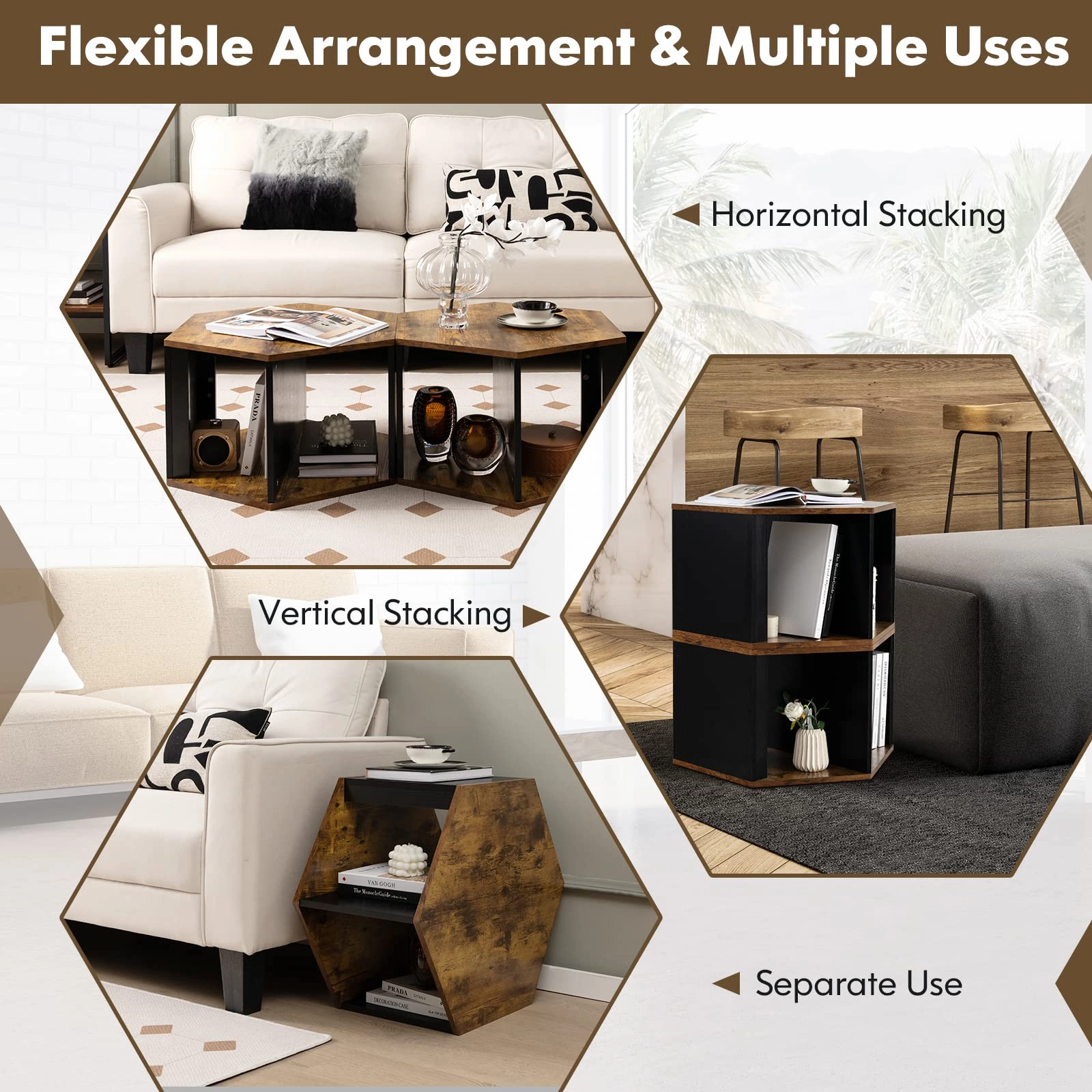 Giantex Hexagonal Coffee Table Set of 2