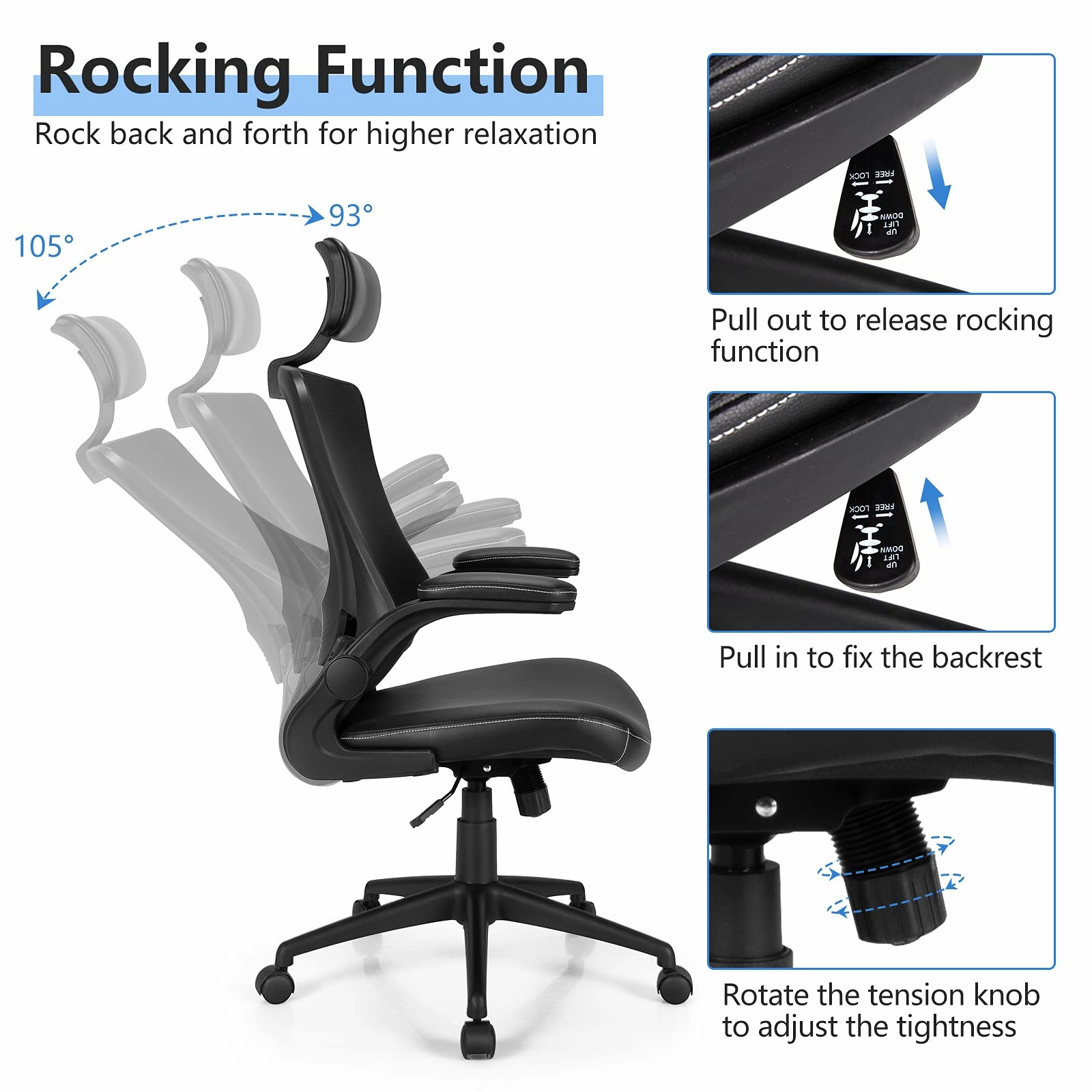 Giantex High Back Office Chair w/Flip up Armrest