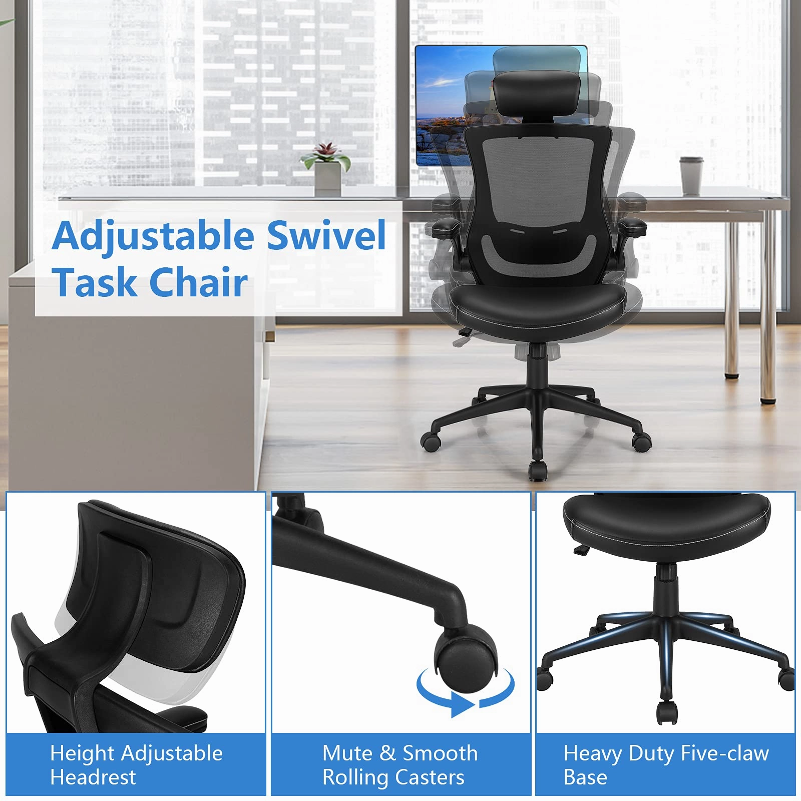 Giantex High Back Office Chair w/Flip up Armrest