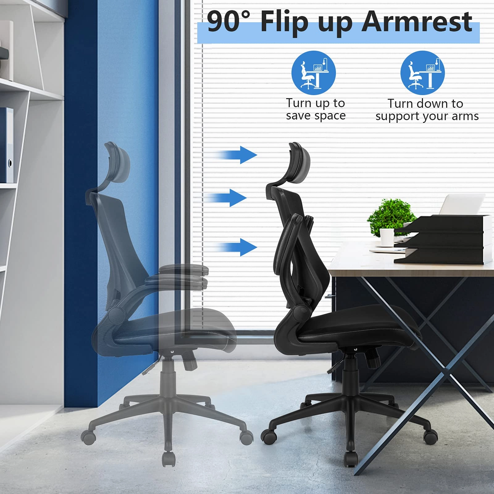 Giantex High Back Office Chair w/Flip up Armrest