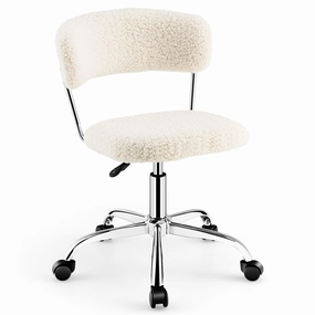 Giantex Home Office Chair, Faux Fur Low Back Swivel Leisure Chair w/Height Adjustable Padded Seat outdoor dining set, patio table