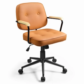 Giantex Home Office Chair, Height Adjustable PU Leather Desk Chair w/Rocking Backrest, Orange outdoor dining set, patio table