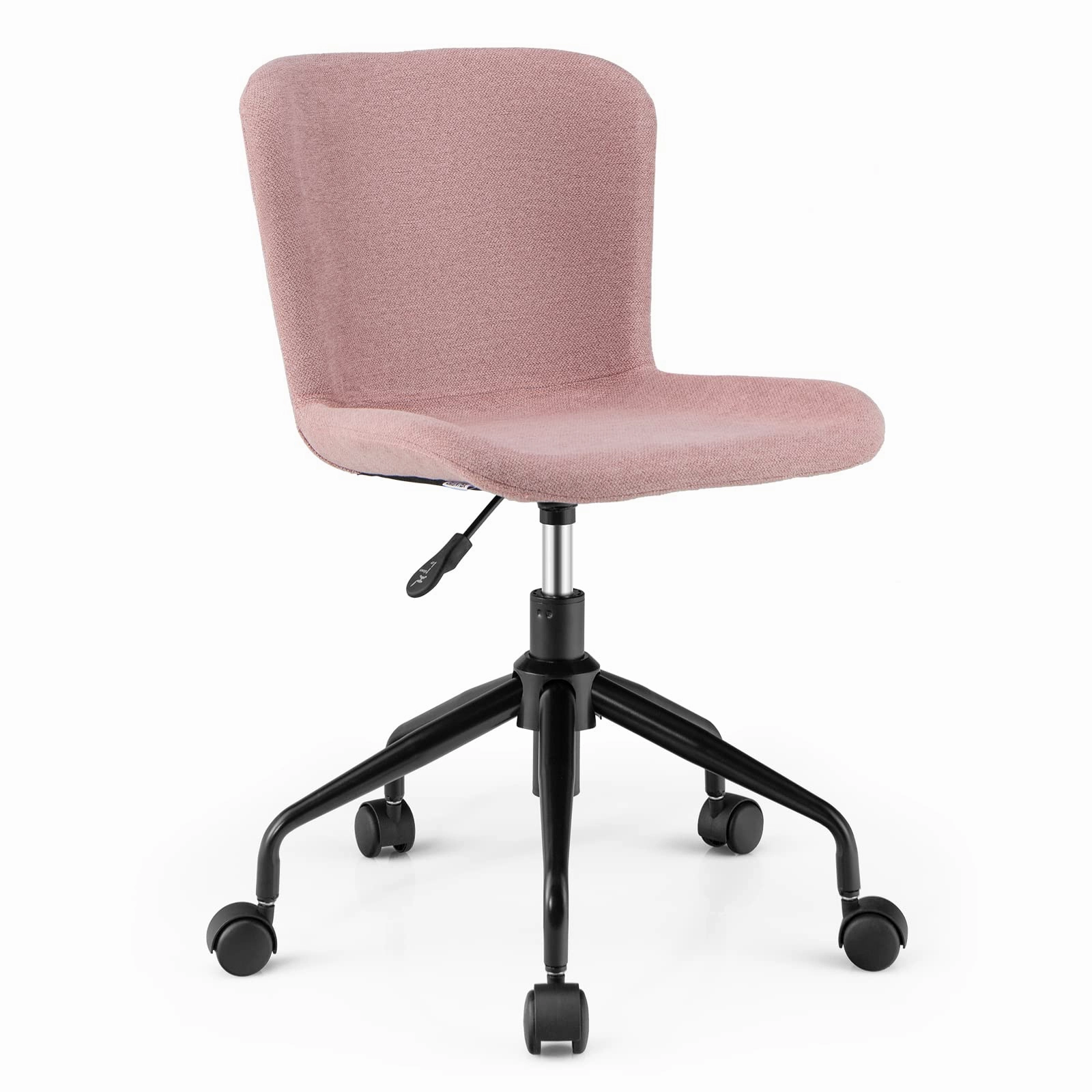 Giantex Home Office Chair with Wheels, Mid-Back Swivel Computer Chair Rolling Adjustable Linen Leisure Chair