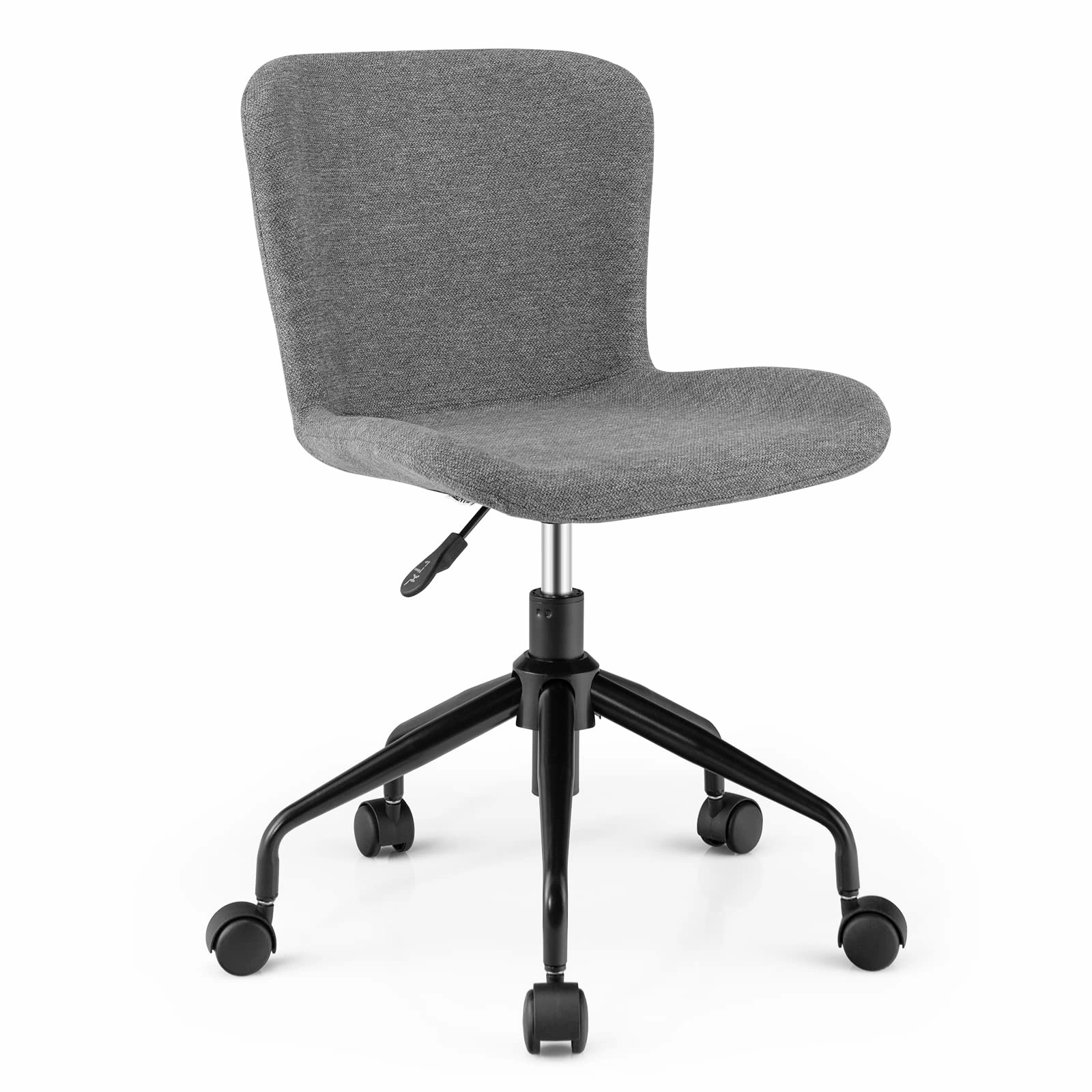 Giantex Home Office Chair with Wheels, Mid-Back Swivel Computer Chair Rolling Adjustable Linen Leisure Chair