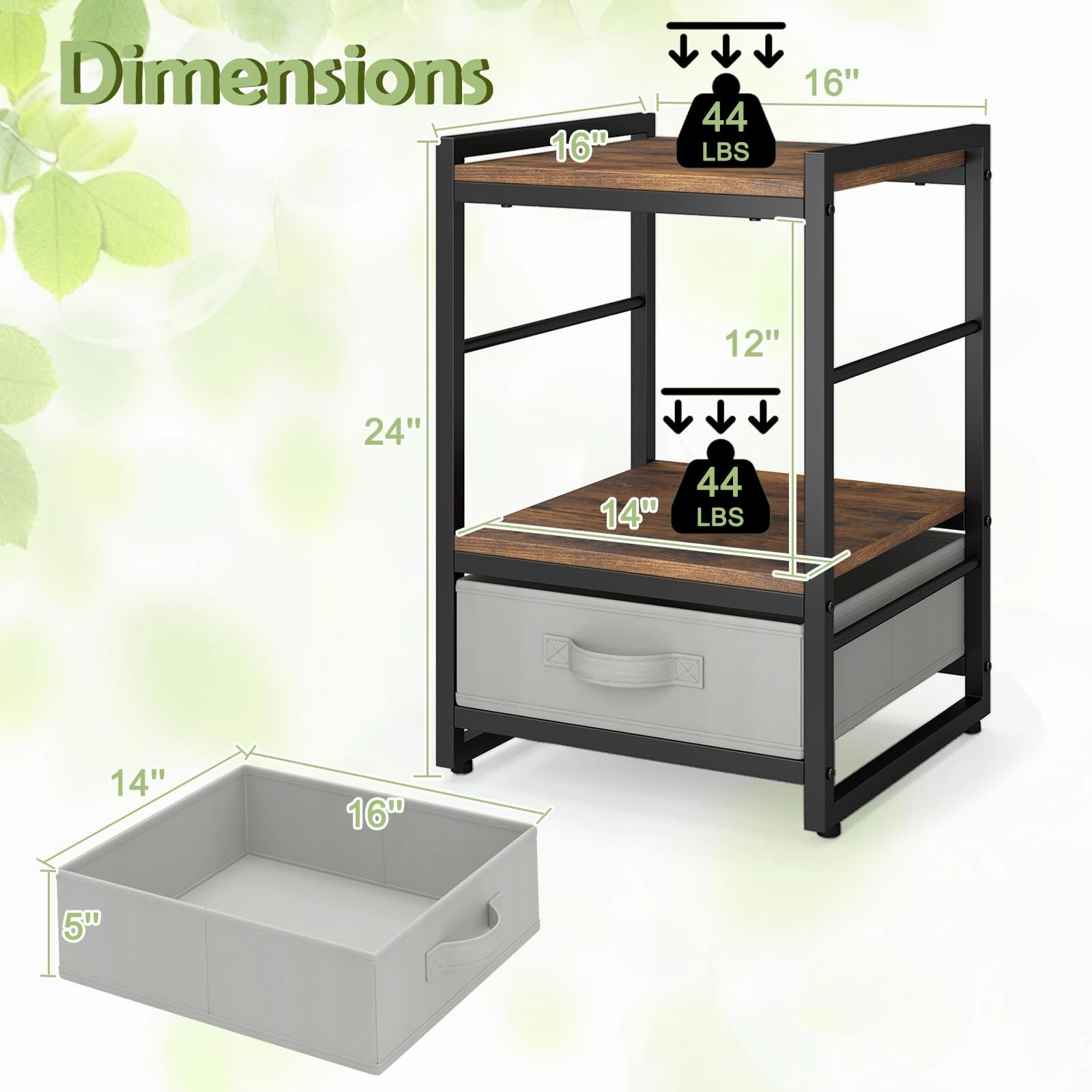 Giantex Industrial Nightstand with Storage Drawer for Bedroom