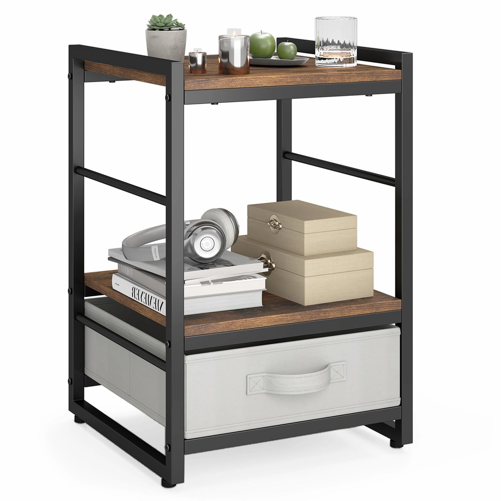 Giantex Industrial Nightstand with Storage Drawer for Bedroom office chair, ergonomic chair