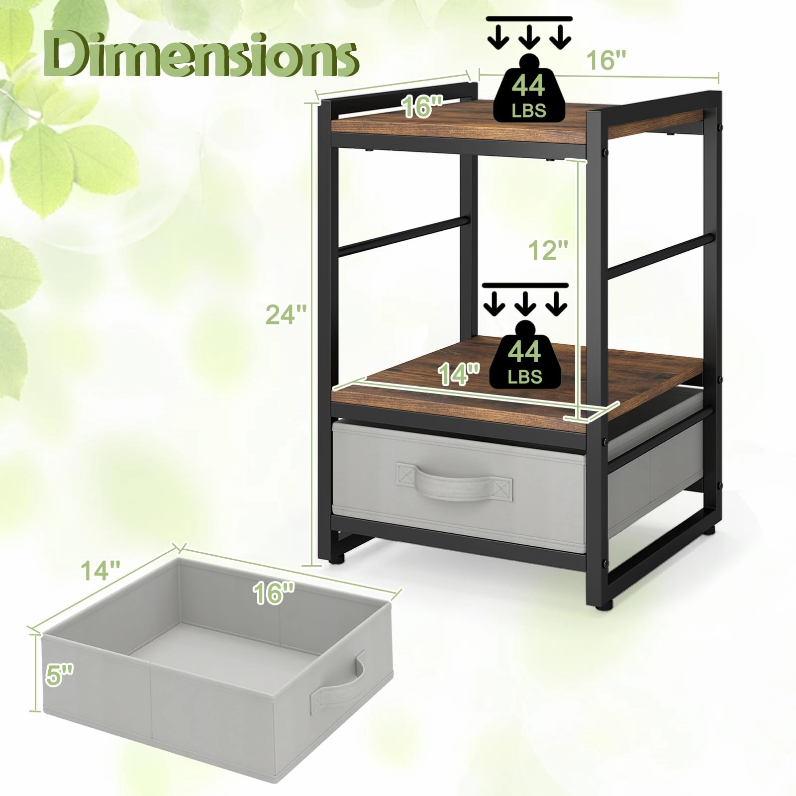 Giantex Industrial Nightstand with Storage Drawer for Bedroom