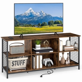 Giantex Industrial TV Stand for TVs up to 65 Inch throw pillow, fuzzy blanket