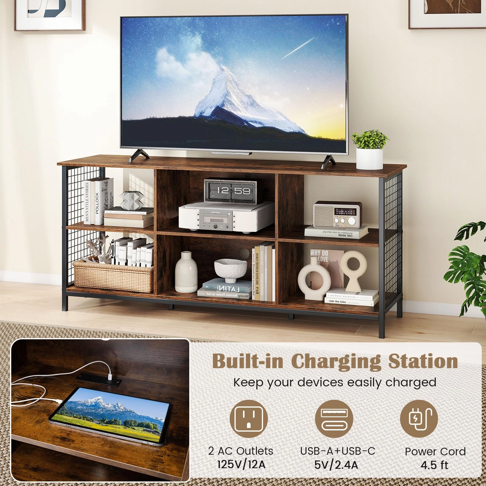 Giantex Industrial TV Stand for TVs up to 65 Inch