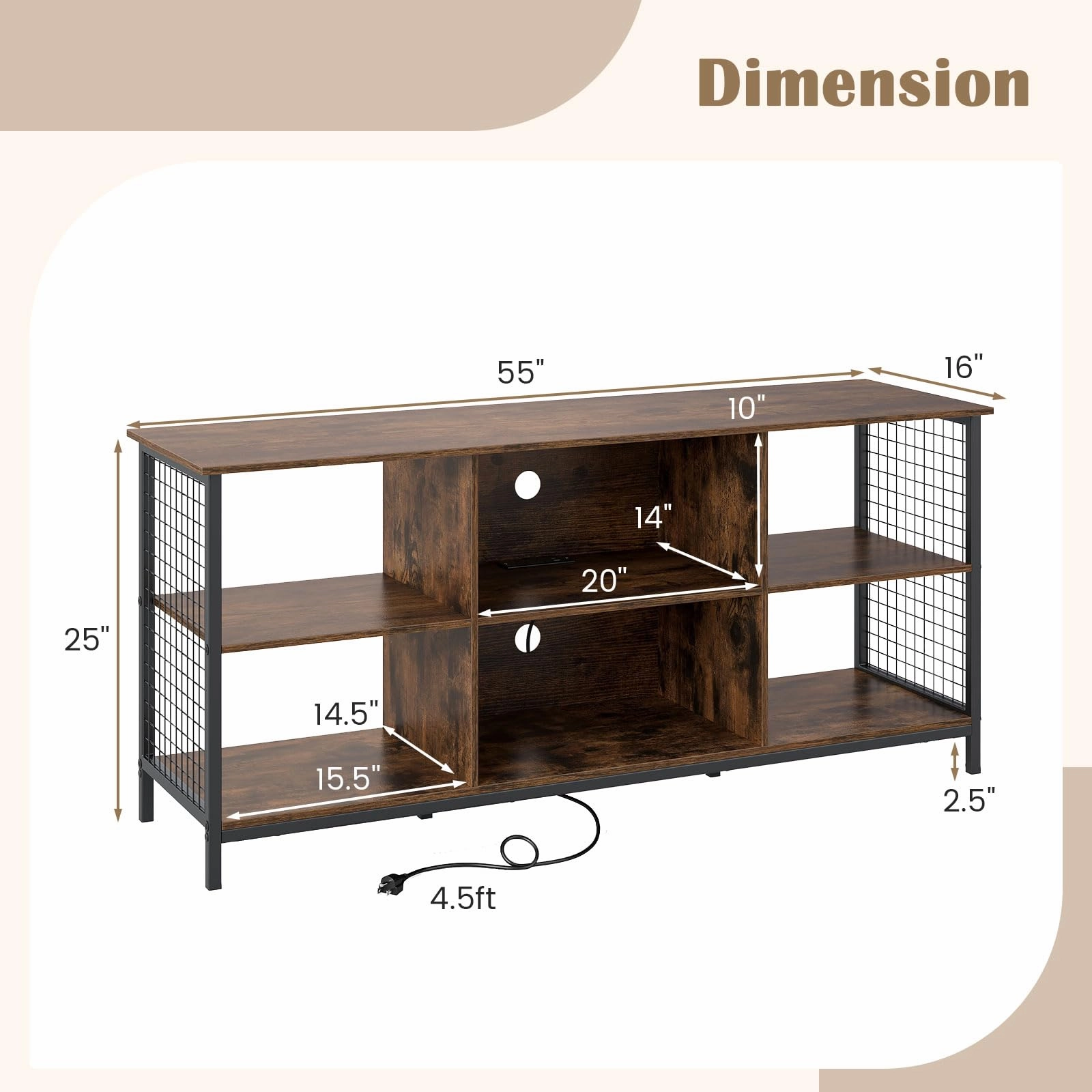 Giantex Industrial TV Stand for TVs up to 65 Inch