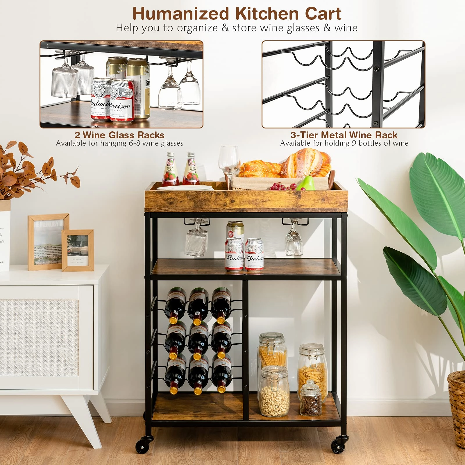 Giantex Island Cart, Rolling Kitchen Trolley