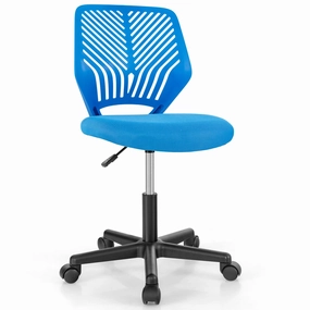 Giantex Kids Desk Chair, Armless Kids Computer Chair with Lumbar Support, Mesh Adjustable Swivel Study Chair with Wheels office supplies, stationery