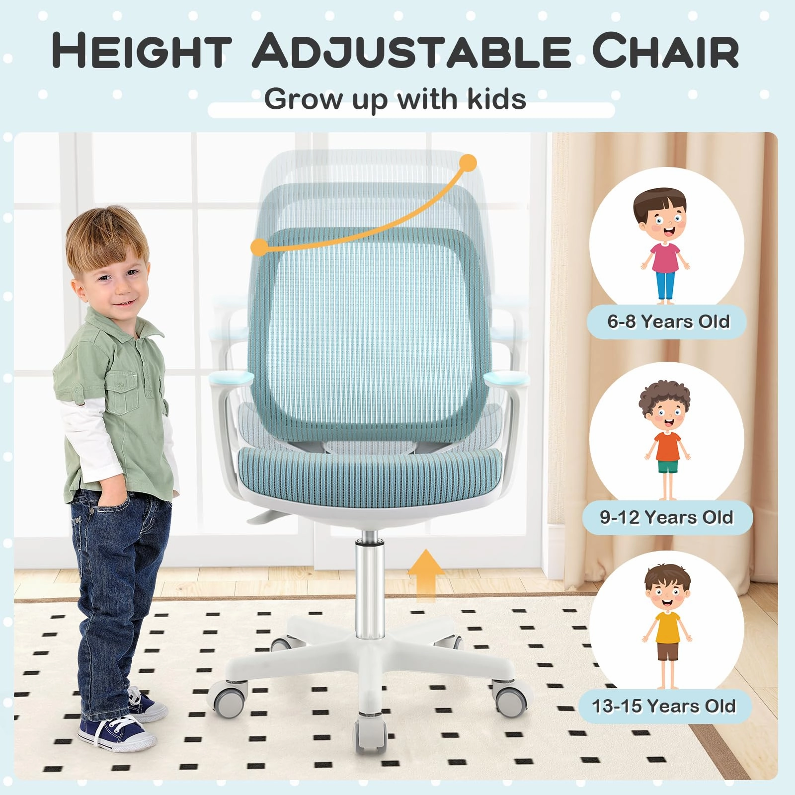 Giantex Kids Desk Chair, Children Armrest Computer Chair with Sit-Lock Wheels