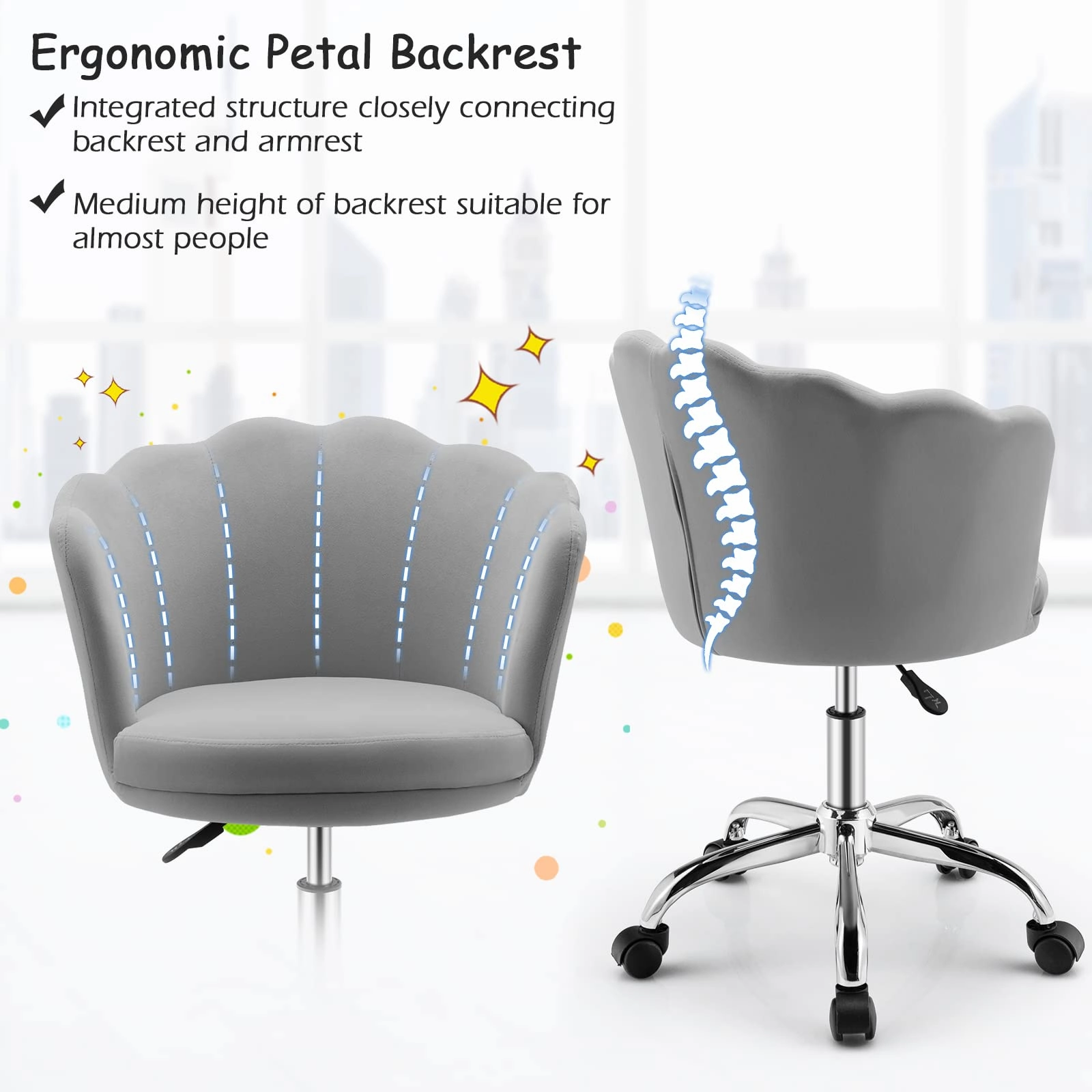 Giantex Kids Desk Chair, Comfy Home Office Task Chair with Wheels