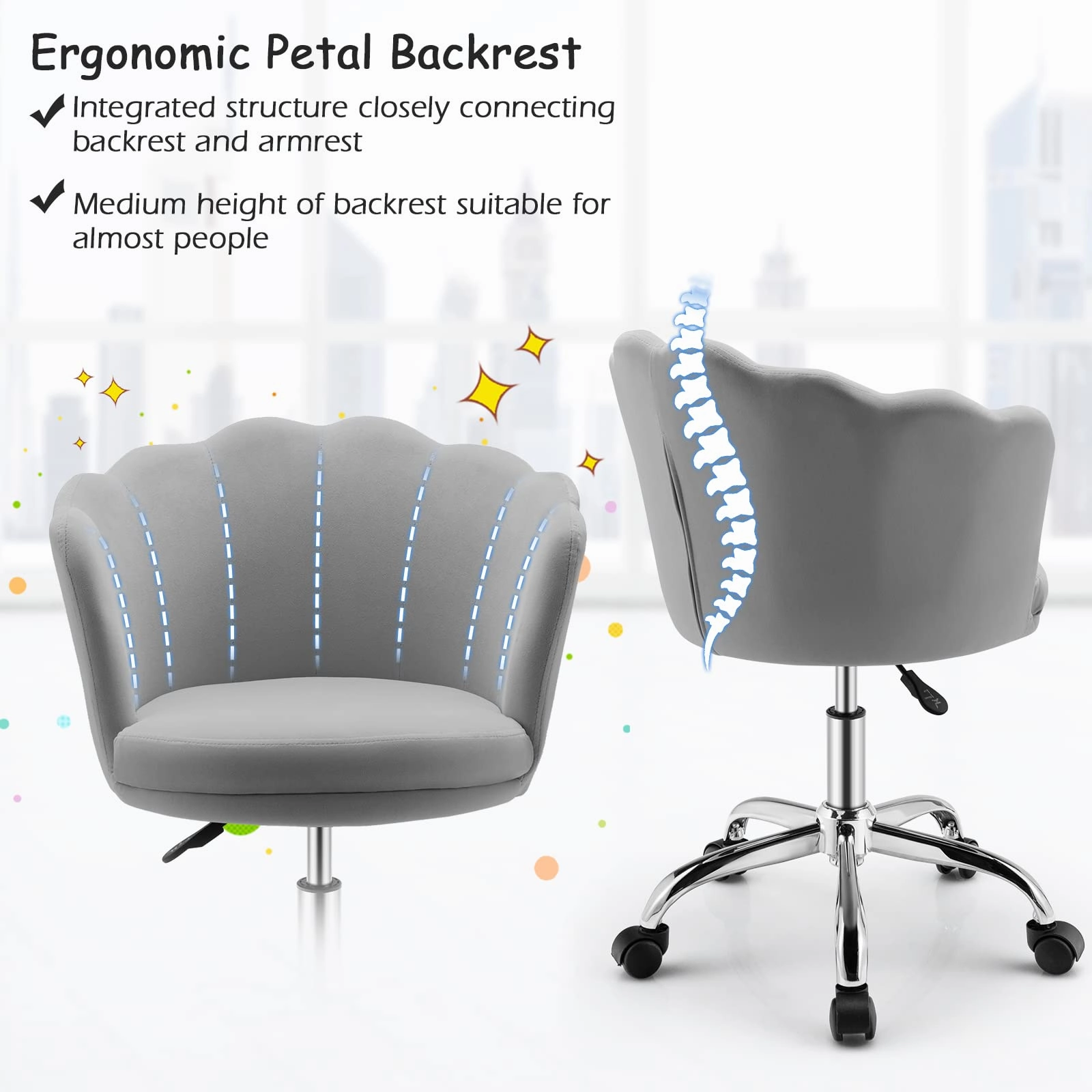 Giantex Kids Desk Chair, Comfy Home Office Task Chair with Wheels