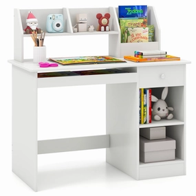 Giantex Kids Study Desk, Children Wooden Writing Table with Hutch patio decor, garden accessories