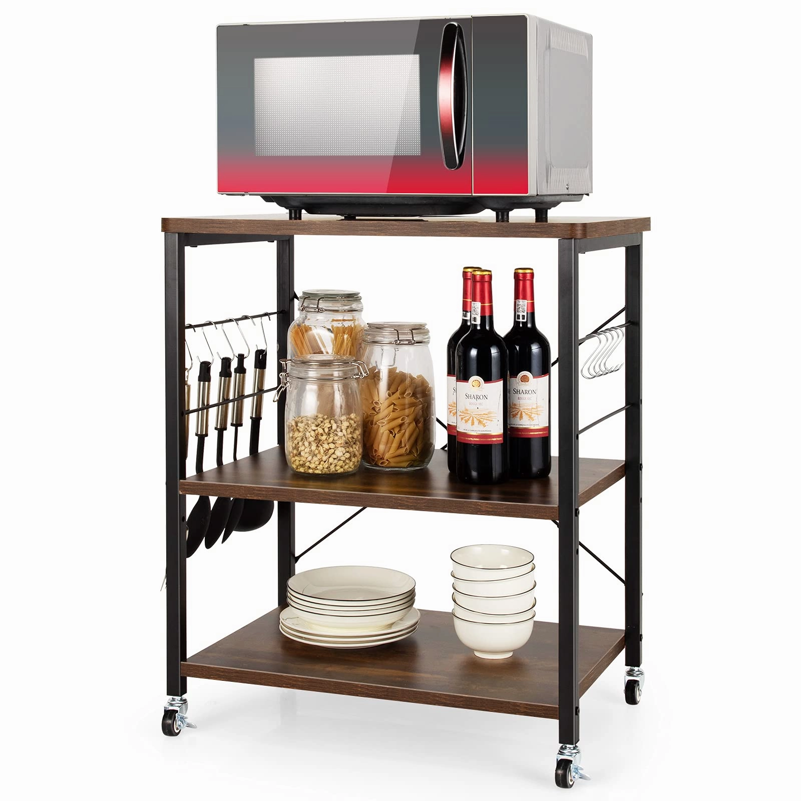 Giantex Kitchen Baker's Rack 3-Tier Microwave Cart on Wheels