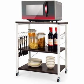 Giantex Kitchen Baker's Rack 3-Tier Microwave Cart on Wheels kitchen towel, placemats