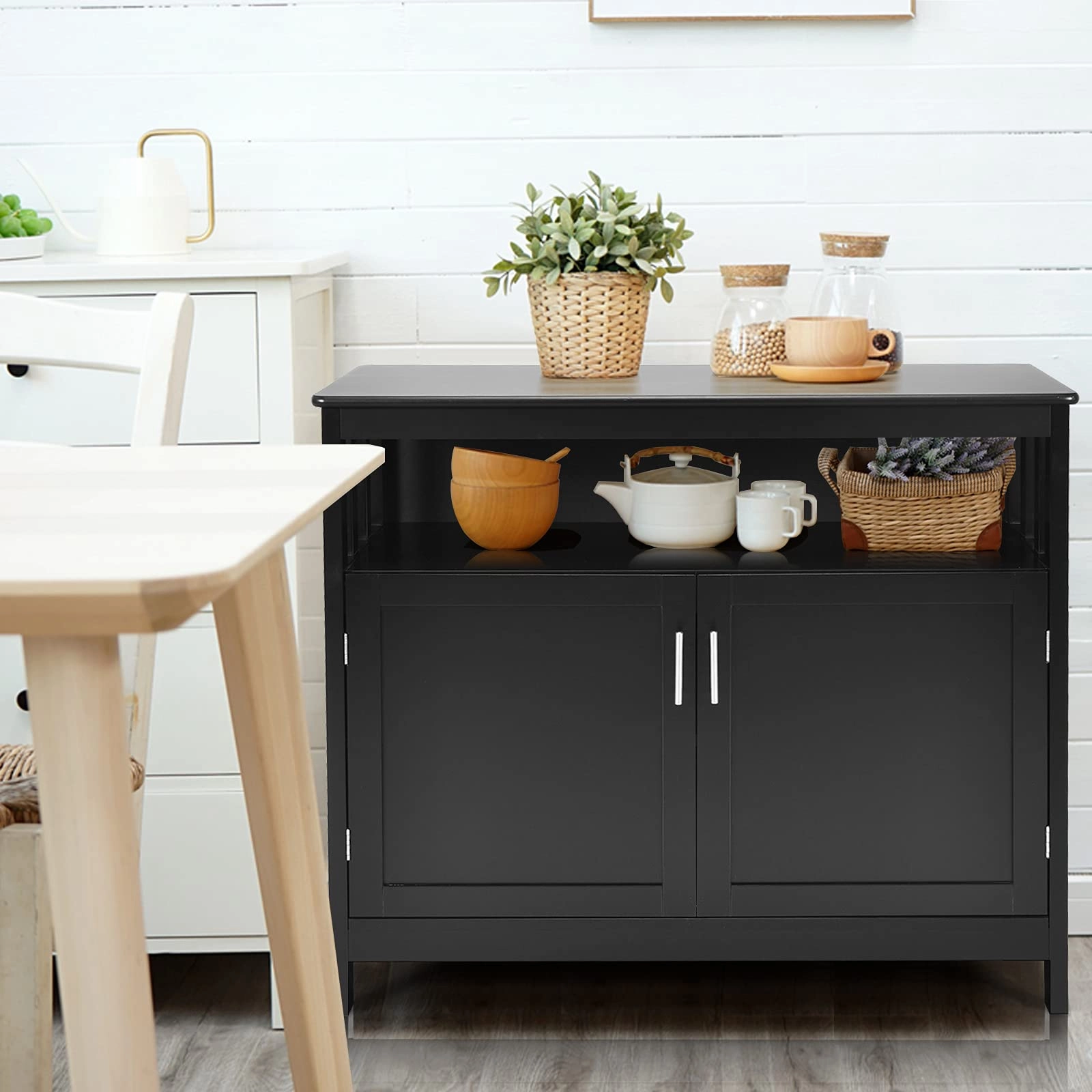 Giantex Kitchen Buffet Sideboard, Wooden Storage Server Cupboard Cabinet