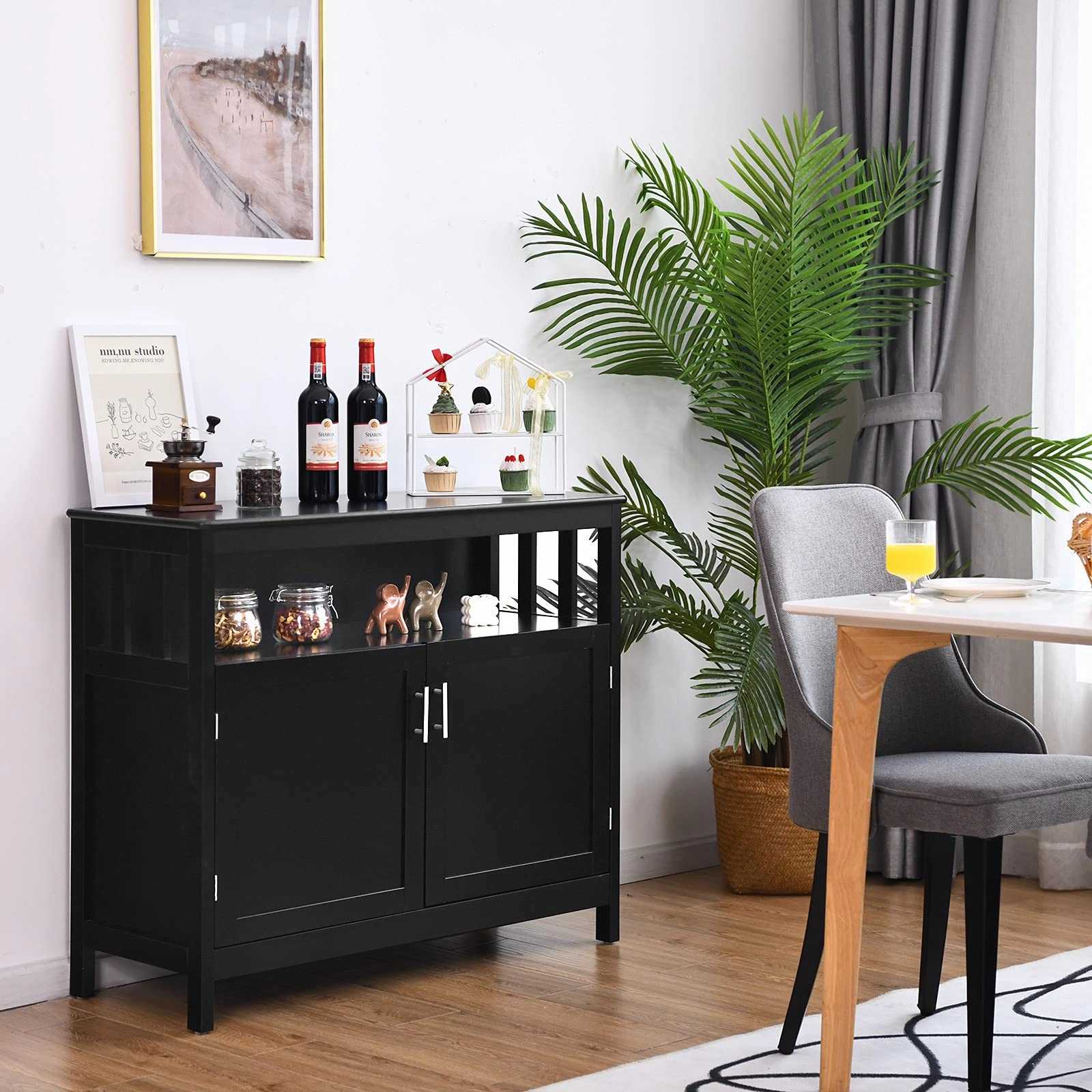 Giantex Kitchen Buffet Sideboard, Wooden Storage Server Cupboard Cabinet