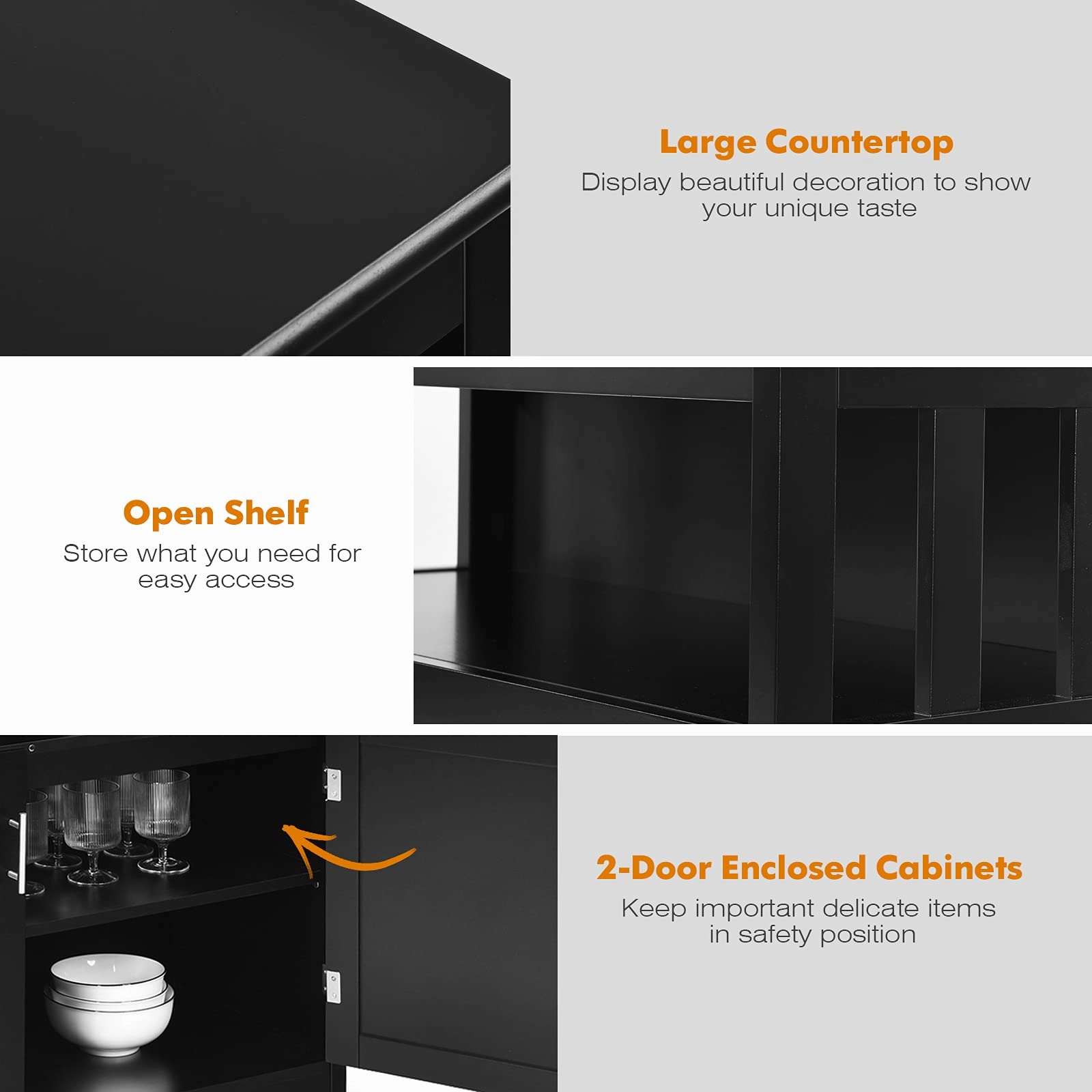 Giantex Kitchen Buffet Sideboard, Wooden Storage Server Cupboard Cabinet