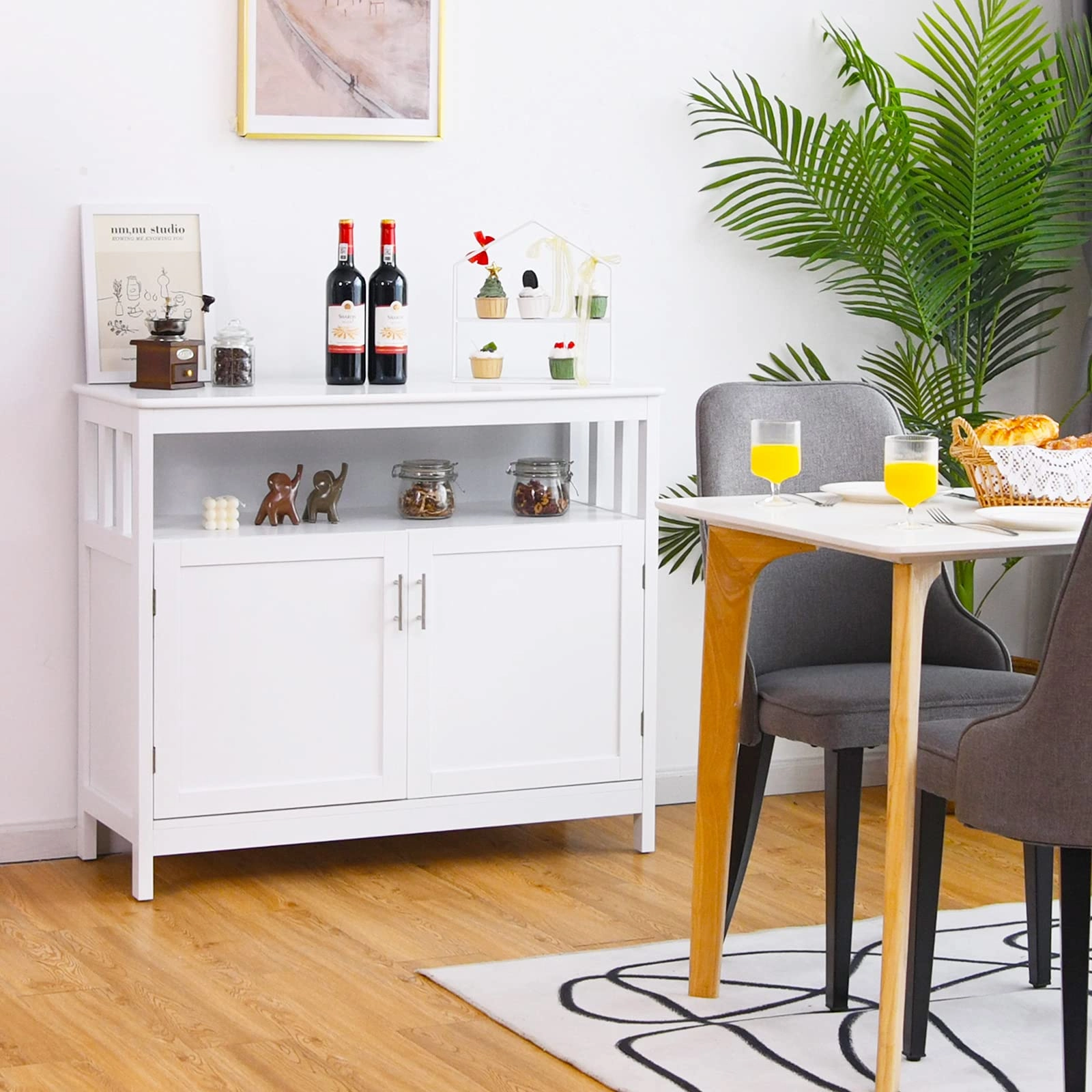 Giantex Kitchen Buffet Sideboard, Wooden Storage Server Cupboard Cabinet