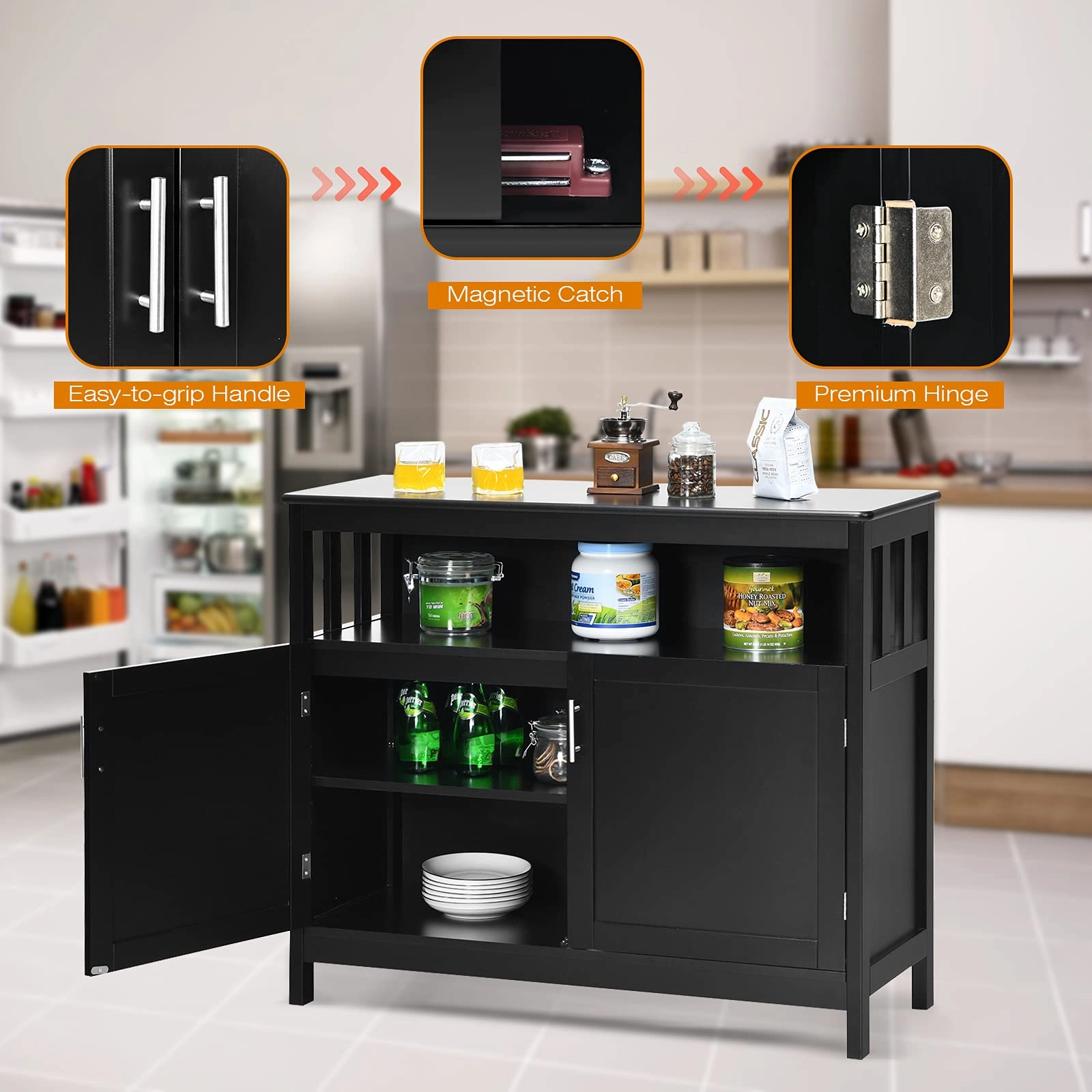 Giantex Kitchen Buffet Sideboard, Wooden Storage Server Cupboard Cabinet