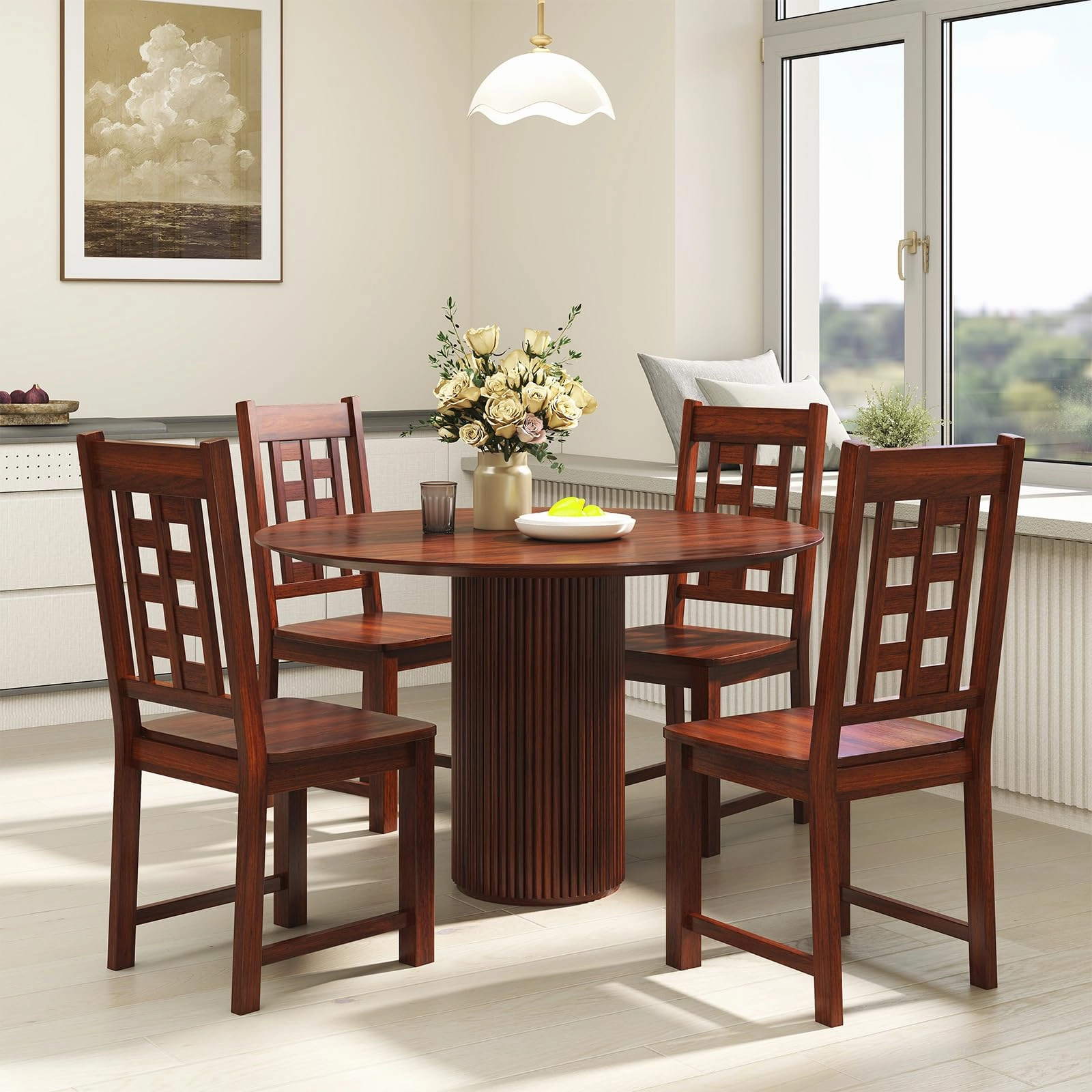 Giantex Kitchen Chair with Solid Rubber Wood Frame