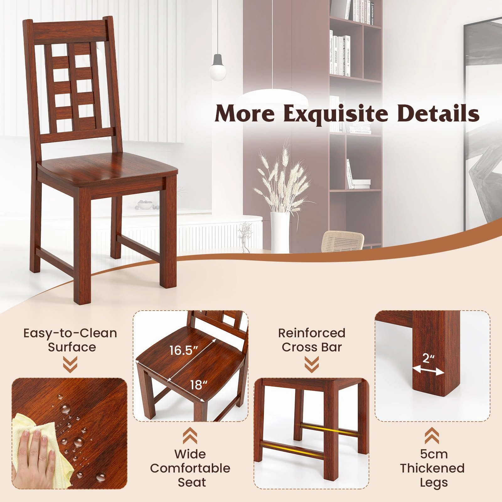 Giantex Kitchen Chair with Solid Rubber Wood Frame