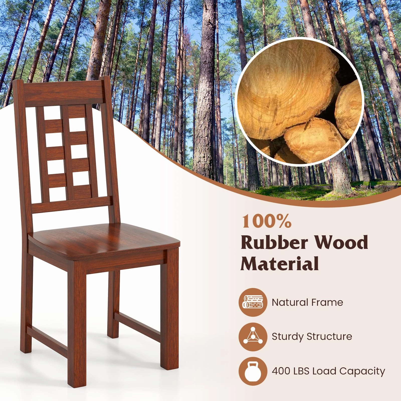 Giantex Kitchen Chair with Solid Rubber Wood Frame