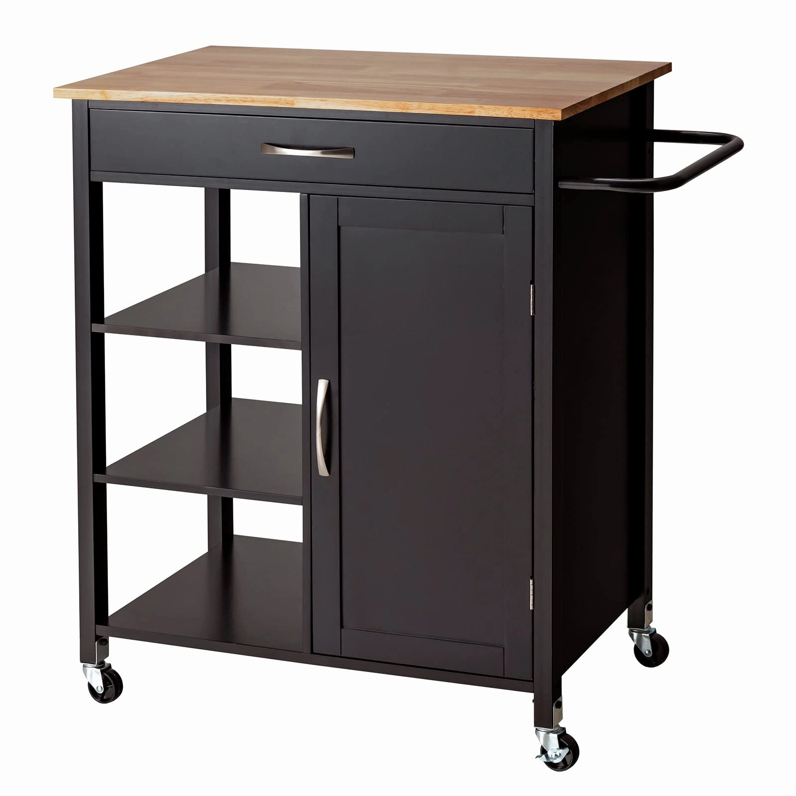 Giantex Kitchen Island - Mobile Kitchen Cart on Wheels, 1-Door Storage Cabinet, Large Drawer, 3 Tier Shelves kitchen towel, placemats