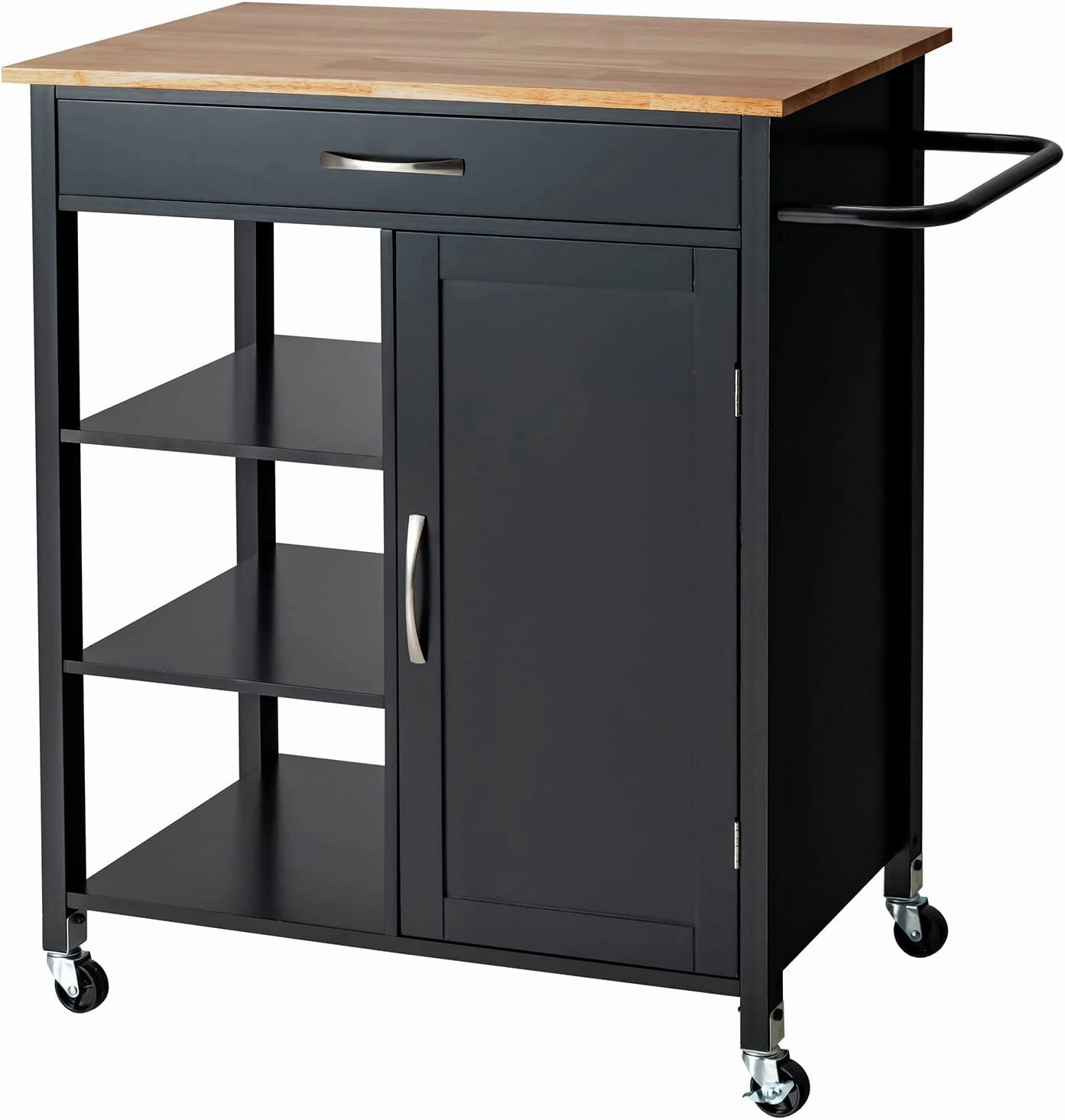 Giantex Kitchen Island - Mobile Kitchen Cart on Wheels, 1-Door Storage Cabinet, Large Drawer, 3 Tier Shelves