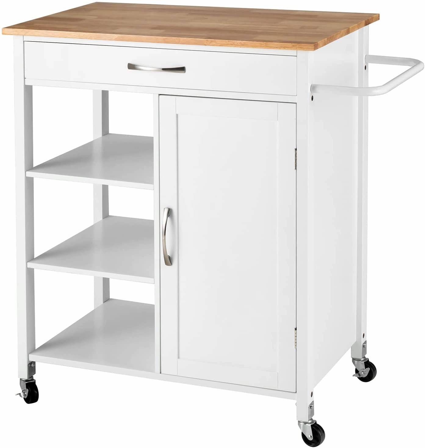Giantex Kitchen Island - Mobile Kitchen Cart on Wheels, 1-Door Storage Cabinet, Large Drawer, 3 Tier Shelves