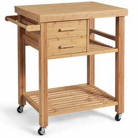 Giantex Kitchen Island, Bamboo Island Cart, Natural kitchen towel, placemats