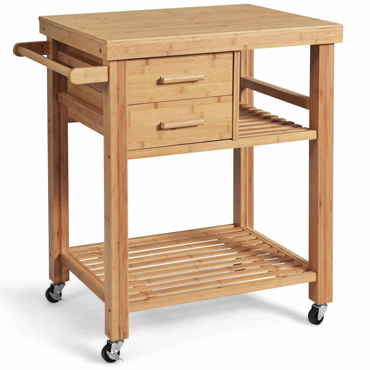 Giantex Kitchen Island, Bamboo Island Cart, Natural kitchen towel, placemats