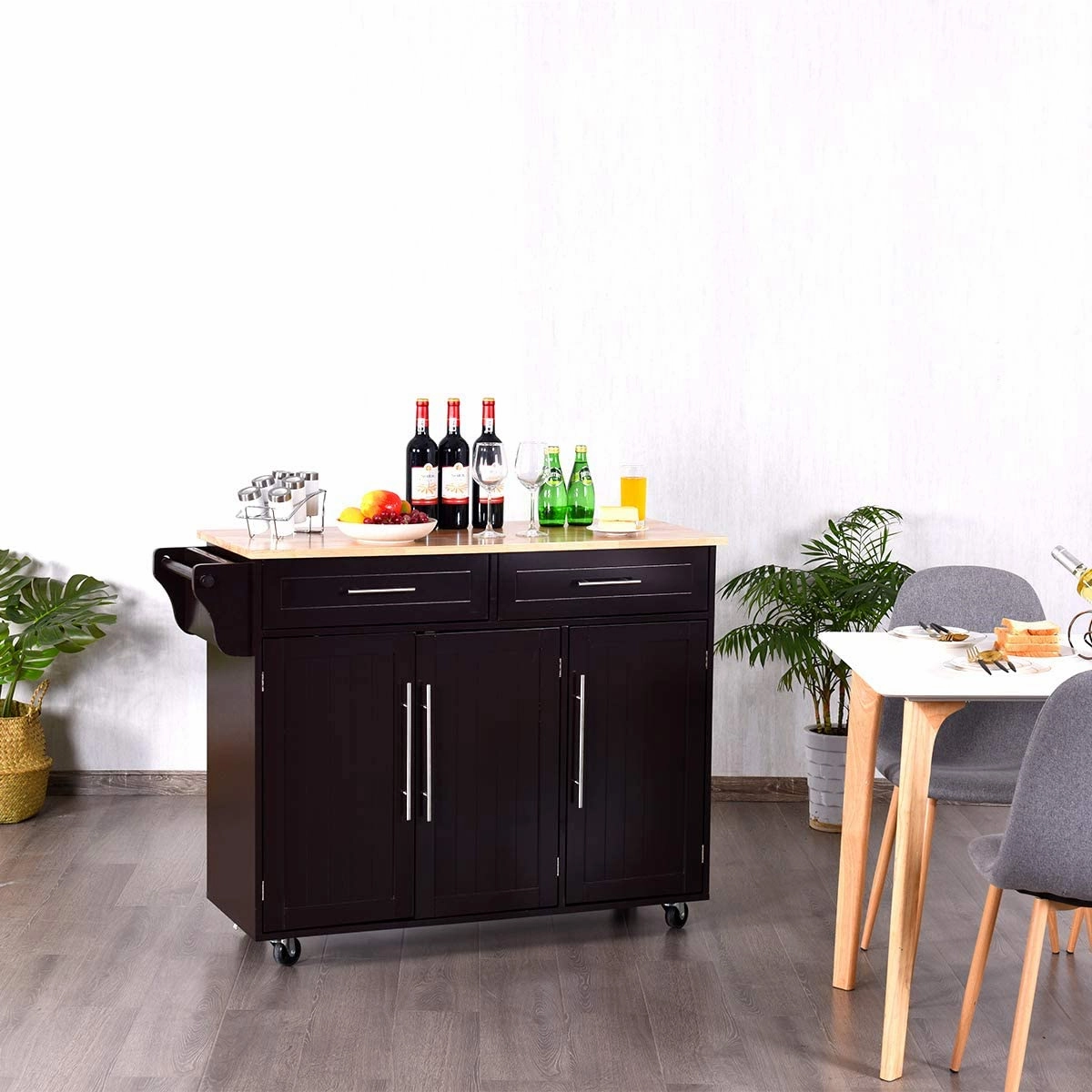 Giantex Kitchen Island Cart , 2 Drawers, 3 Door Cabinet